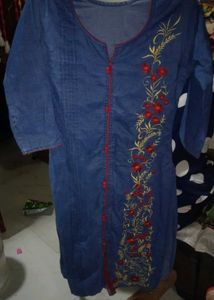 Denim Suit With Thread Work