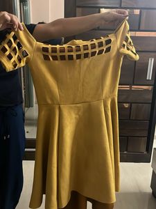 Chic Mustard Cutout Dress