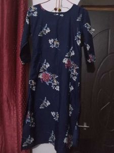 (4).Floral Print Navy Kurti