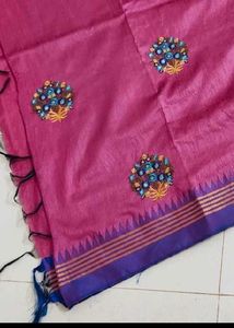 Elegant Pink Embroidered Saree