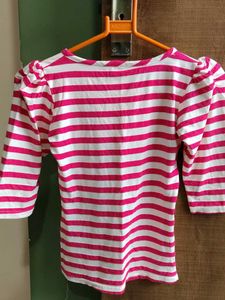 Striped Pink &amp; White Top