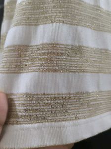 White And Golden Mesh T-shirt For Beaches
