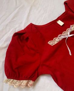 Red Lace Trim Dress
