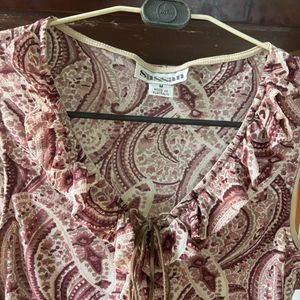 Vintage Ruffle Paisley Sleeveless Top