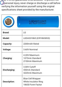 Rechargeable Li Ion Battery 18650 LG