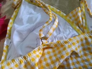 Yellow Gingham Bikini Top