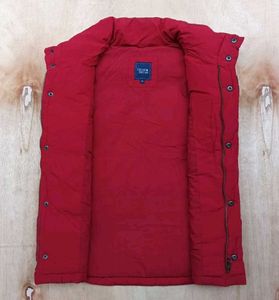 Red Puffer branded Vest with Patterned Yoke