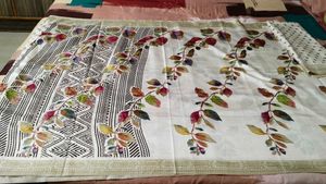 Beautiful White Sari With Blouse Piece