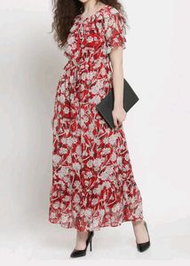 Latin Quarters Red Floral Print Maxi Dress