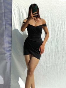 off shoulder Black Mini Dress