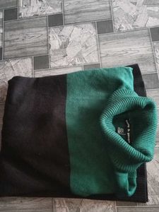 Two-Tone Turtleneck Sweater