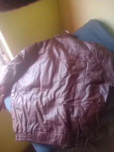 Burgundy Leather Bomber Jacket