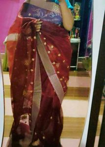 Maroon Embroidered Saree