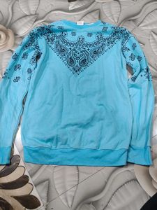 Blue Bandana Print Sweatshirt