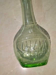 Crackle Vase Green Glass