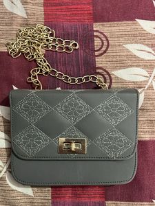 Gray Quilted Crossbody Bag