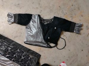Black &amp; Silver Embellished Sari With Designer Blou
