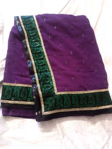 Party Wear Saree With Work Blouse