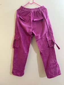 Purple Corduroy Cargo Pants