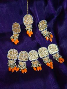 Orange &amp; Golden Jewellery Set
