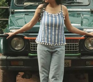 Women Striped Sleeves Top