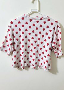 Koren Style Heart Shape White Crop Top