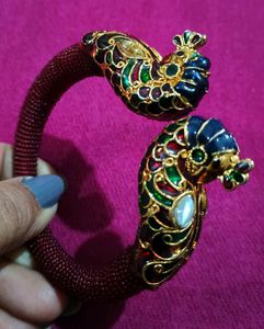 Meenakari Peacock Design Beaded Zircon Bangles