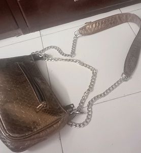 Price Drop Sabyasachi Gold leather Croco sling