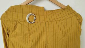 Women's Striped Mustard Trousers