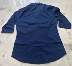 Blue 3/4 Sleeve Button Down Tunic