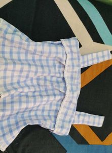 Sky Blue Checked Crop Top