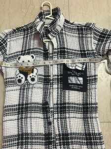 Plaid Shirt with Teddy Bear Detail