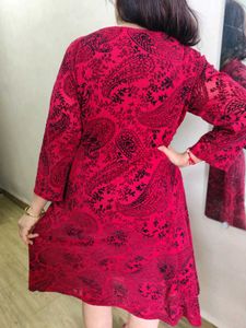 Red Paisley Print Tunic Dress