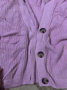Lilac Cropped Knit Cardigan