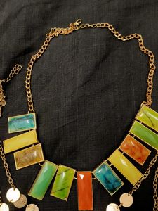 Vibrant Multi-Layered Necklace with Colorful Recta