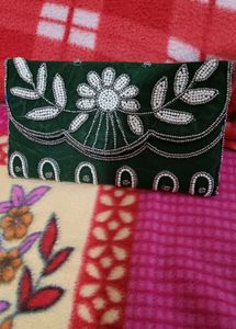 Green Party Wear Clutch Bag
