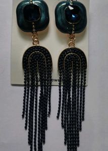 Statement Gemstone Tassel Earrings
