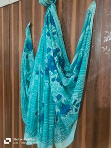 Floral Blue Saree