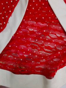 (481)Red Polka Dot Ringer Tee