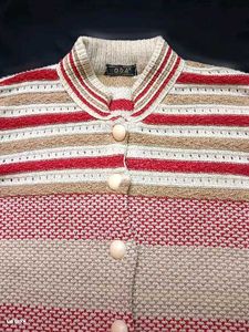 Striped Knit Cardigan Sweater