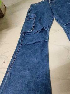 Blue Denim Cargo Jeans