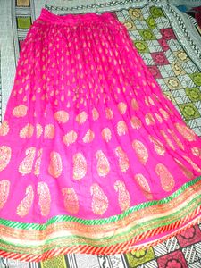 Pink &amp; Gold Lehenga Skirt