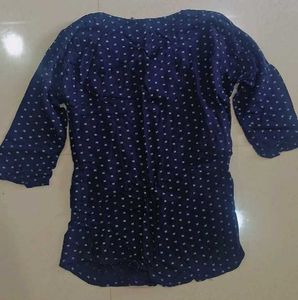 Blue Printed 3/4 Sleeve Top