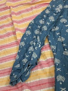 Blue Printed Kurti Top