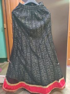 Red&amp;Black Lacha with Skirt And Dupatta