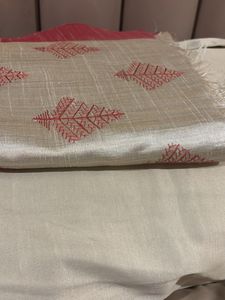 🆕 Linen Ivory Shimmery Saree