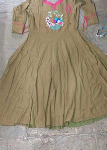 Mahendi Green Rajwadi One piece kurti