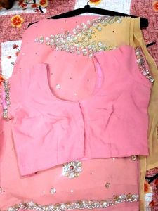 Pink Embroidered Saree with Blouse