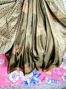 Dark Olive Green Saree
