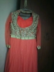 Elegant Peach Embroidered Anarkali